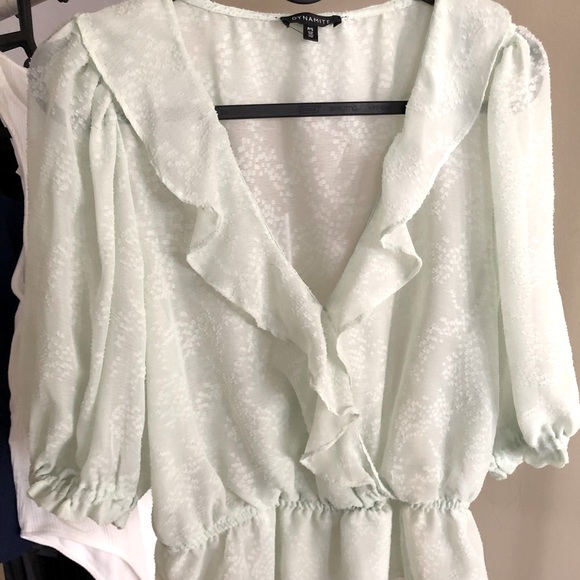 Dynamite Mint Green Chiffon Blouse Size S - Picture 2 of 5